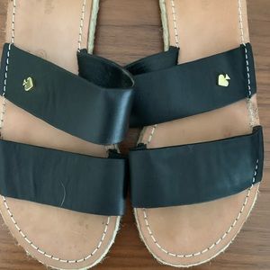 Kate Spade Black Strap low heel espadrille slide sandals